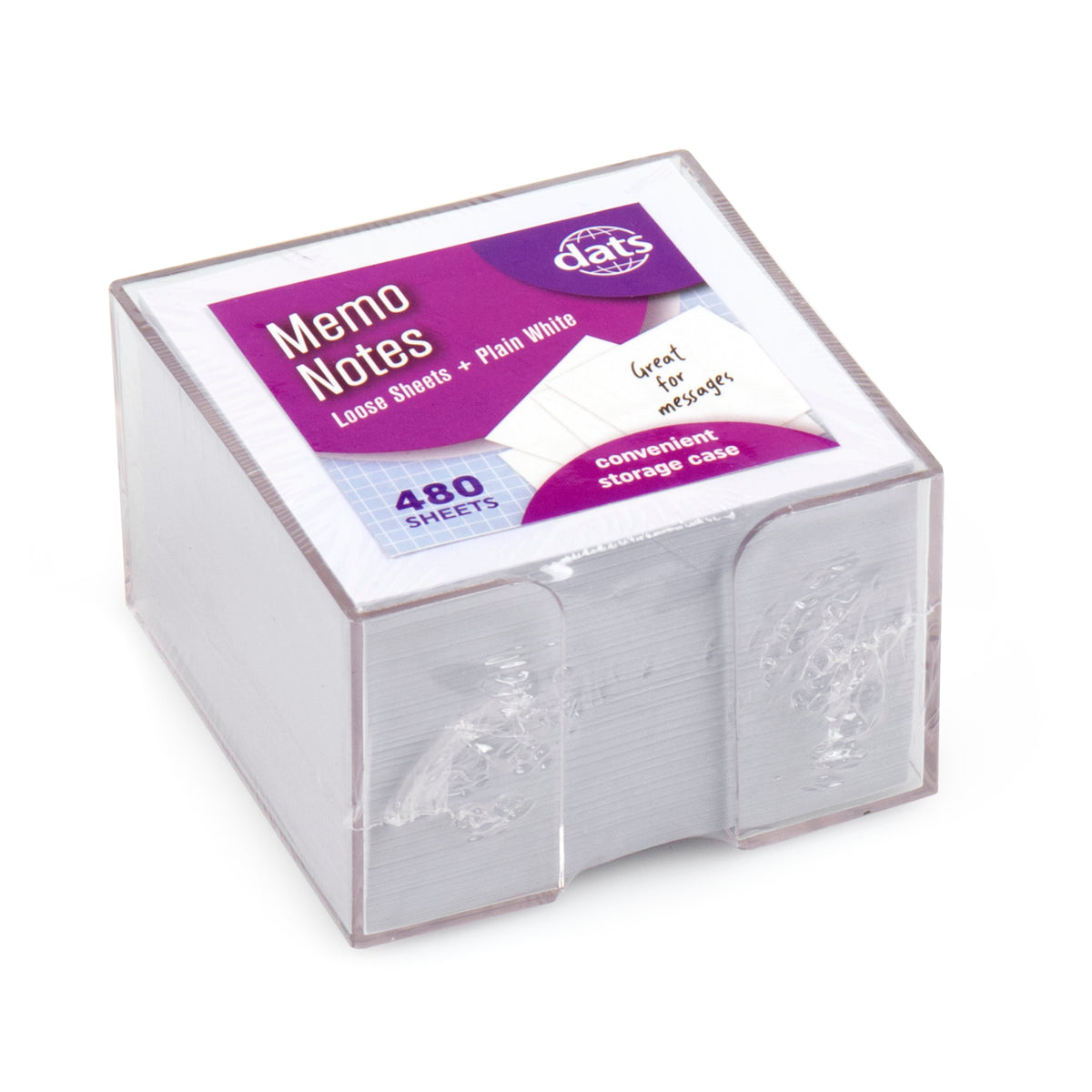 Memo Notes Loose Sheets in Clear Case - White