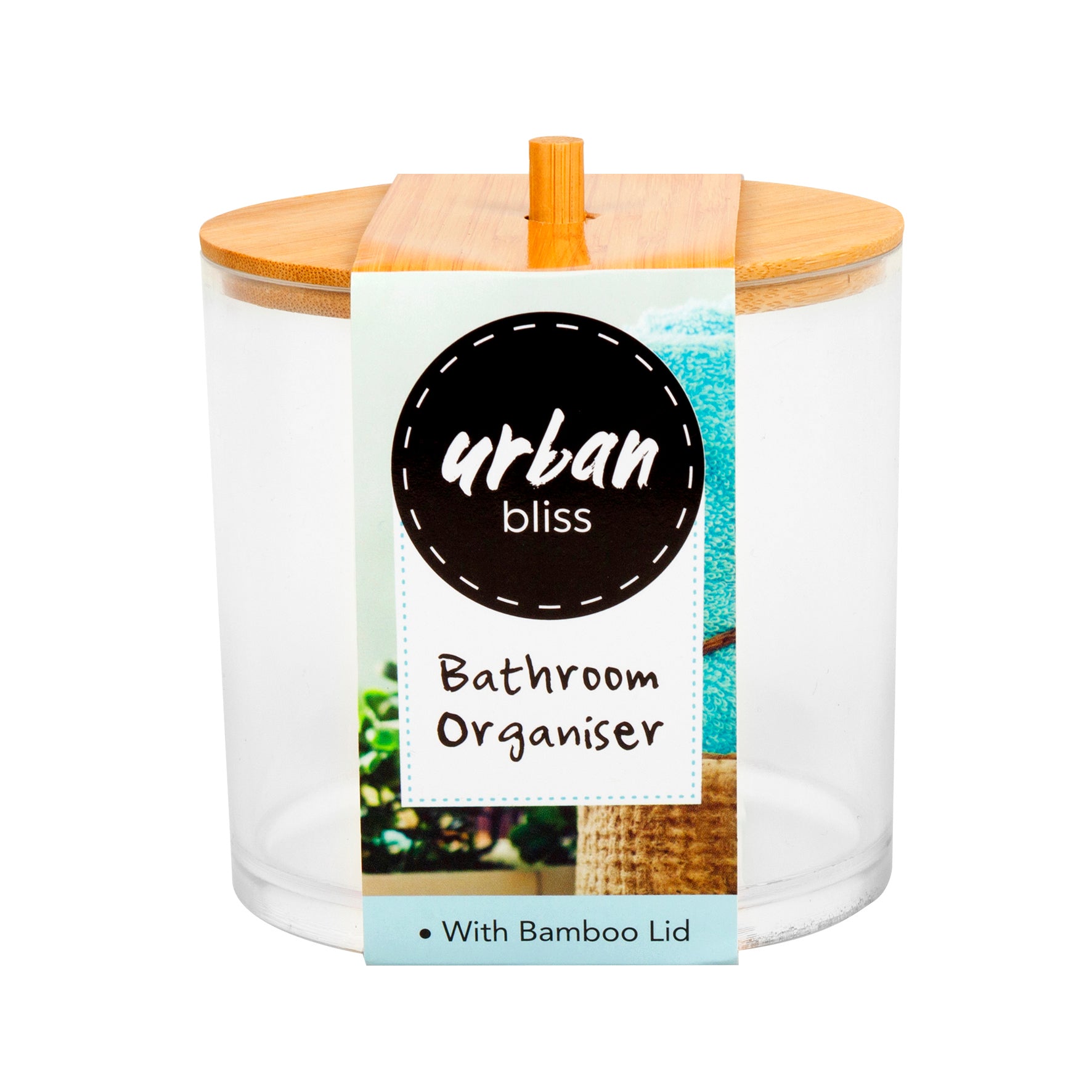 Bathroom Organiser - Round Bamboo Lid