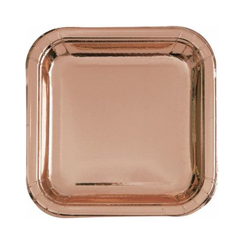 Square Paper Dinner Plates - Rose Gold - Dollars and Sense