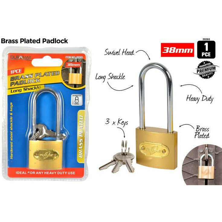 Long Shank Padlock - Brass Plated - Dollars and Sense
