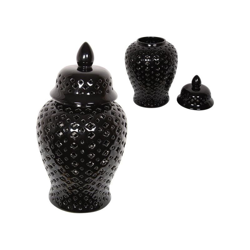 Black Moroccan Round Temple Jar - Dollars and Sense
