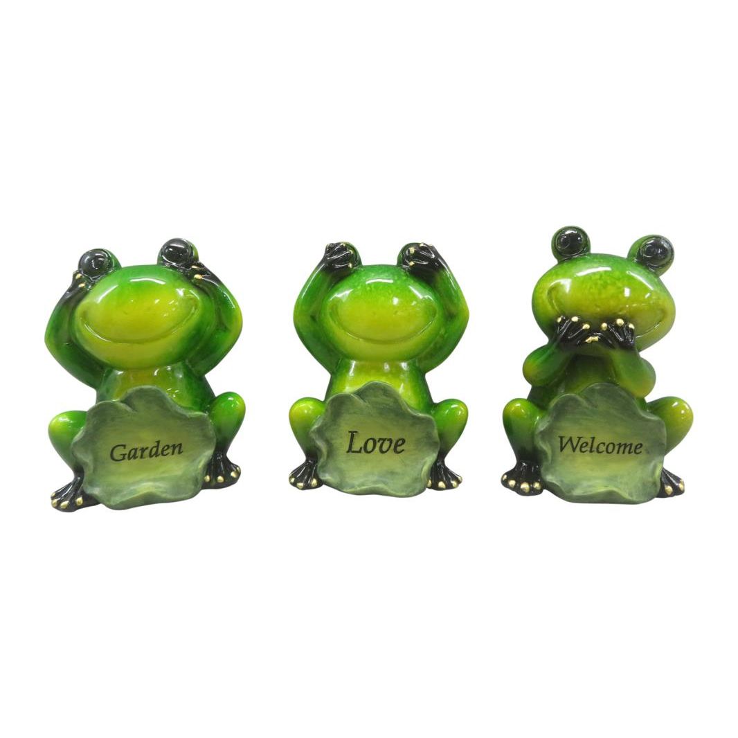 9cm Garden Frog with Lily Pad Sign 3 Ass