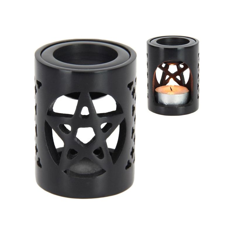 Black Soapstone Pentagram Oil Burner - Dollars and Sense