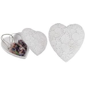 Trinket Box Heart White 14cm