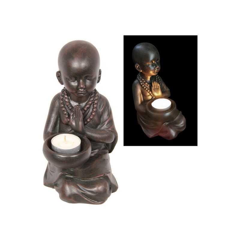 Kneeling Monk with Begging Bowl Tealight Holder - Dollars and Sense