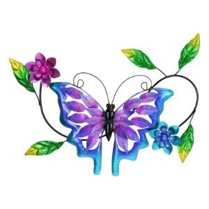 Wall Art Leaf Patterned Butterfly Pink/Purple