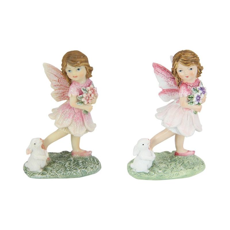 Fairy Holding Flowers with Rabbit Friend - Dollars and Sense