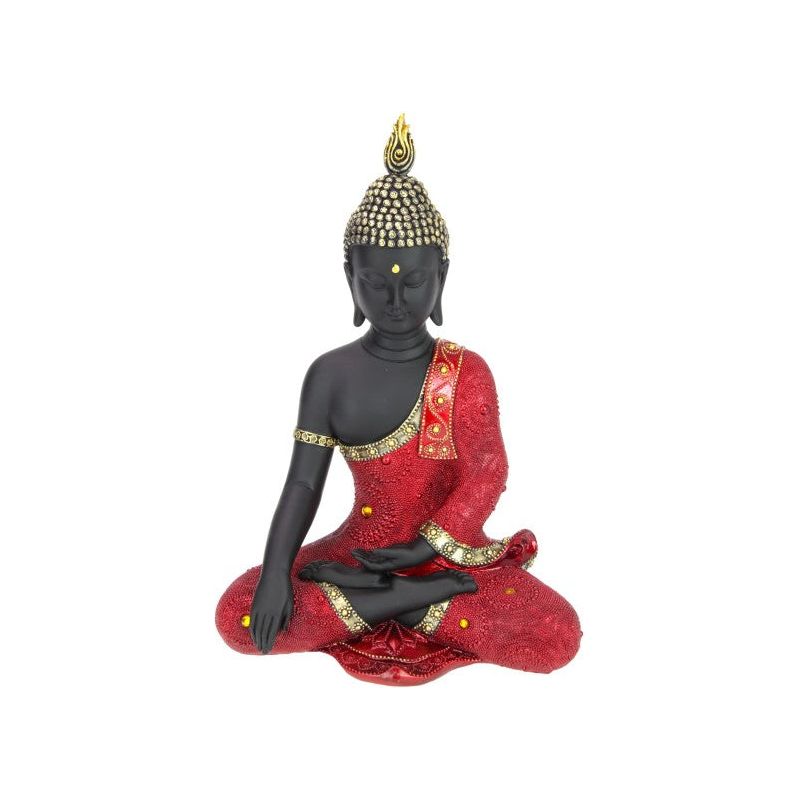 Sitting Red Rulai Buddha with Robe - Dollars and Sense
