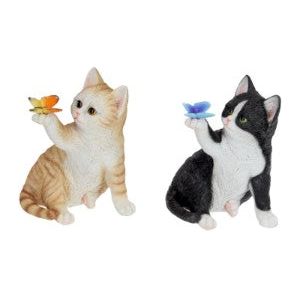 20cm Sitting Cat Holding Butterfly