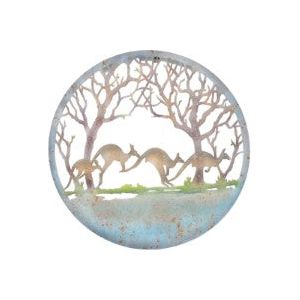 60cm Kangaroo Metal Coloured W/Art