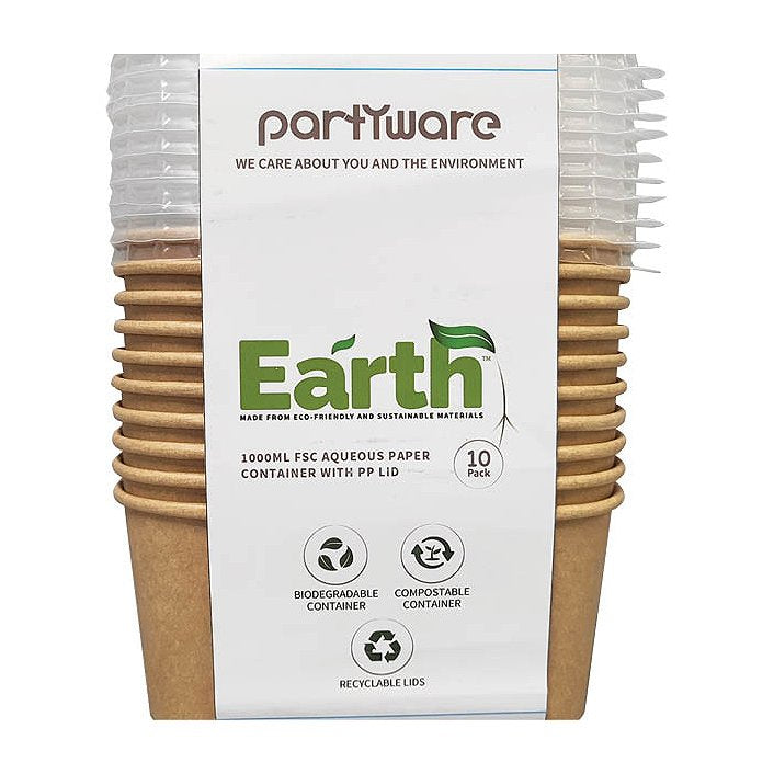 1000mL Rectangular Aqueous Container w/PP Lid Pk10