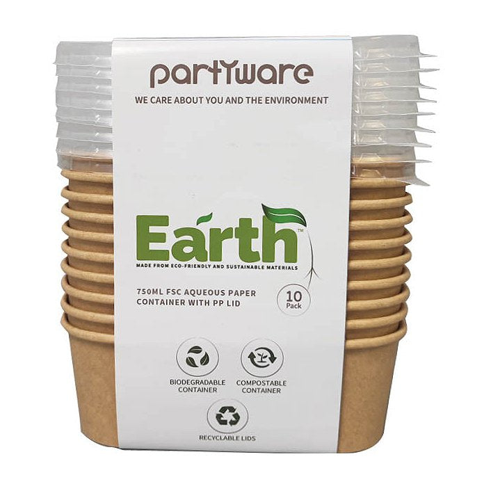 750mL Rectangular Aqueous Container w/PP Lid Pk10