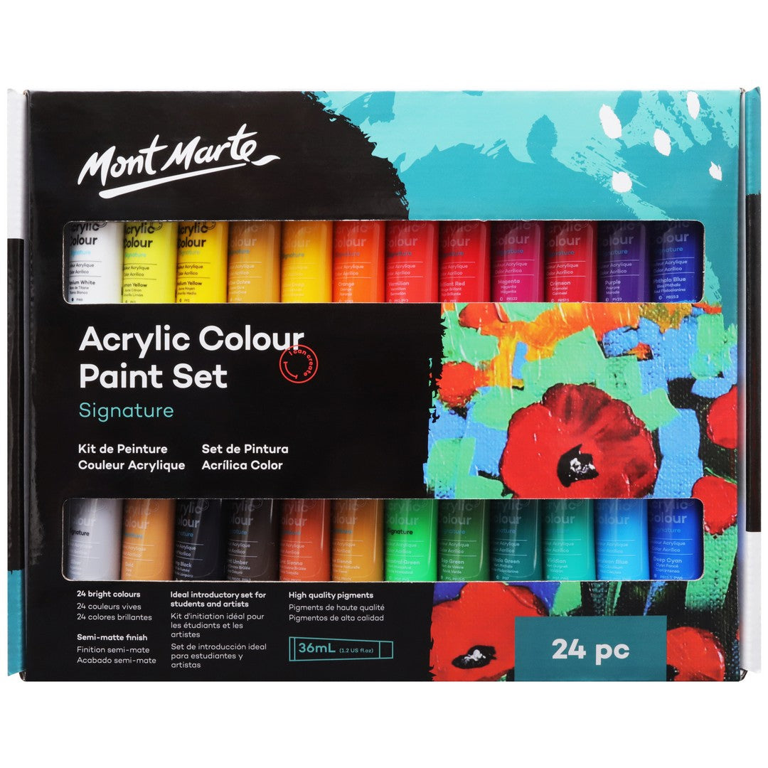 Mont Marte Acrylic Colour Paint Set 24pc x 36ml