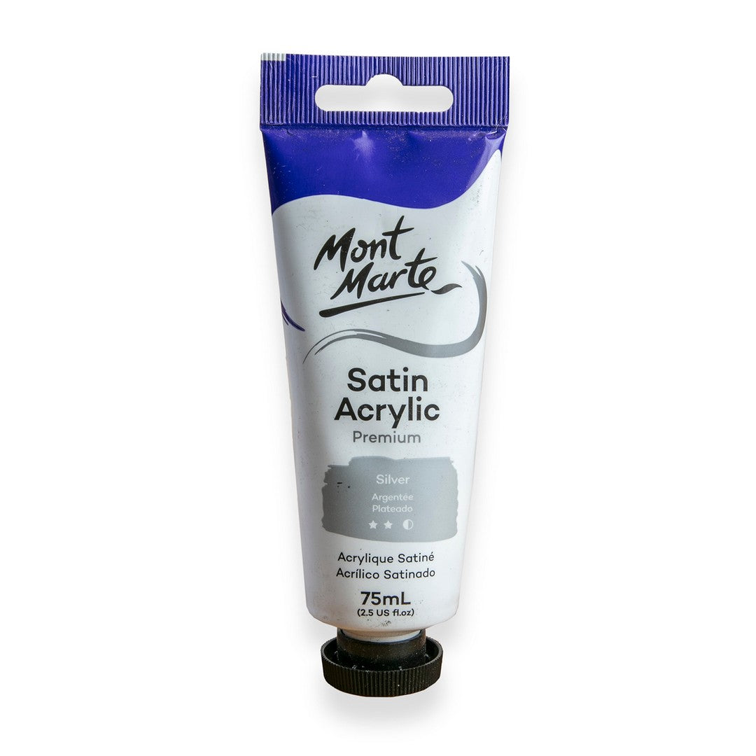 Mont Marte Satin Acrylic Paint - Silver