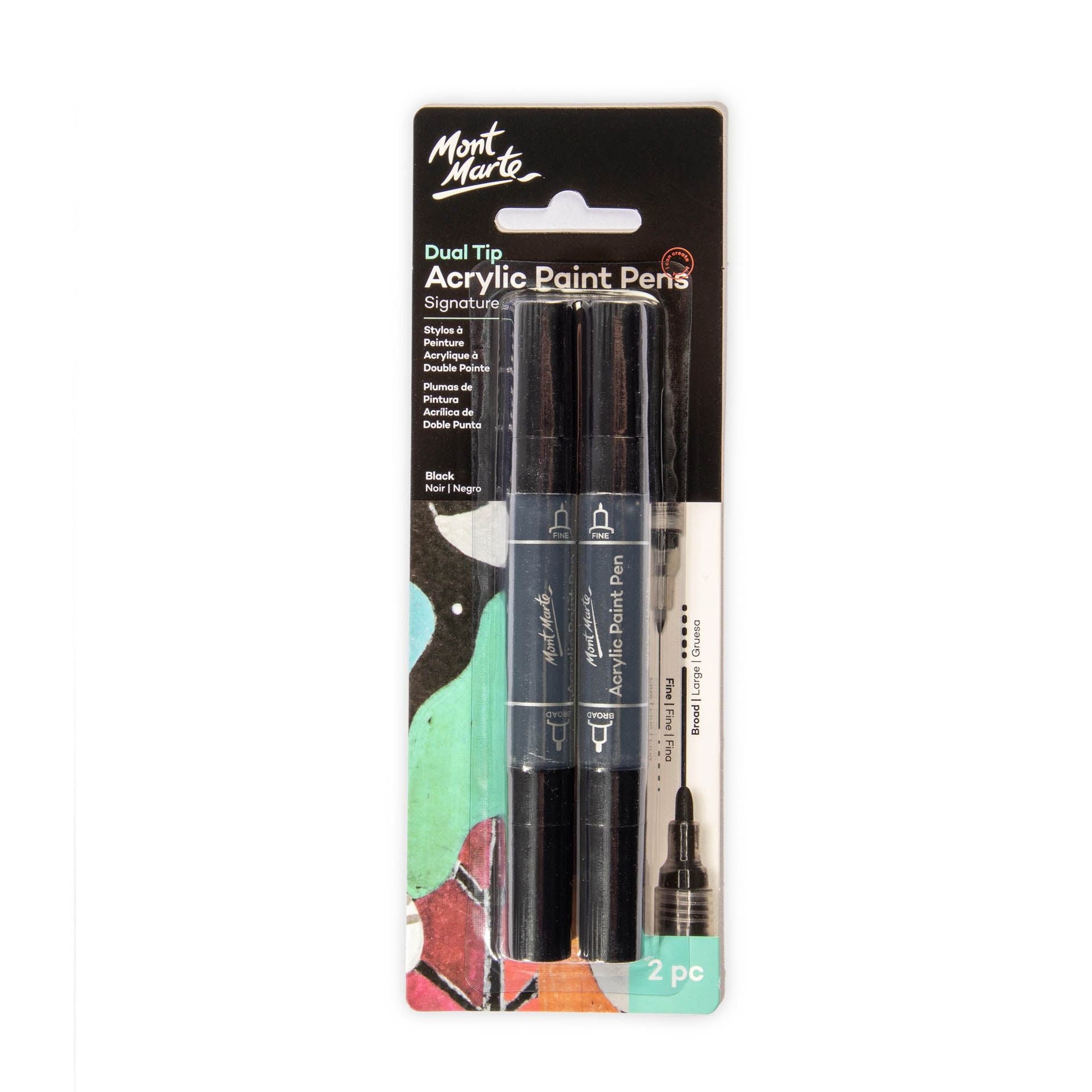 Mont Marte Acrylic Paint Pens Dual Tip Black - Dollars and Sense