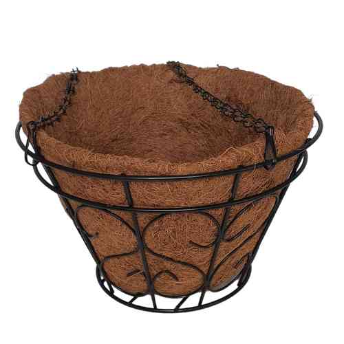 Metal Hanging Basket with Coconut Liner Flat Base - Dollars and Sense