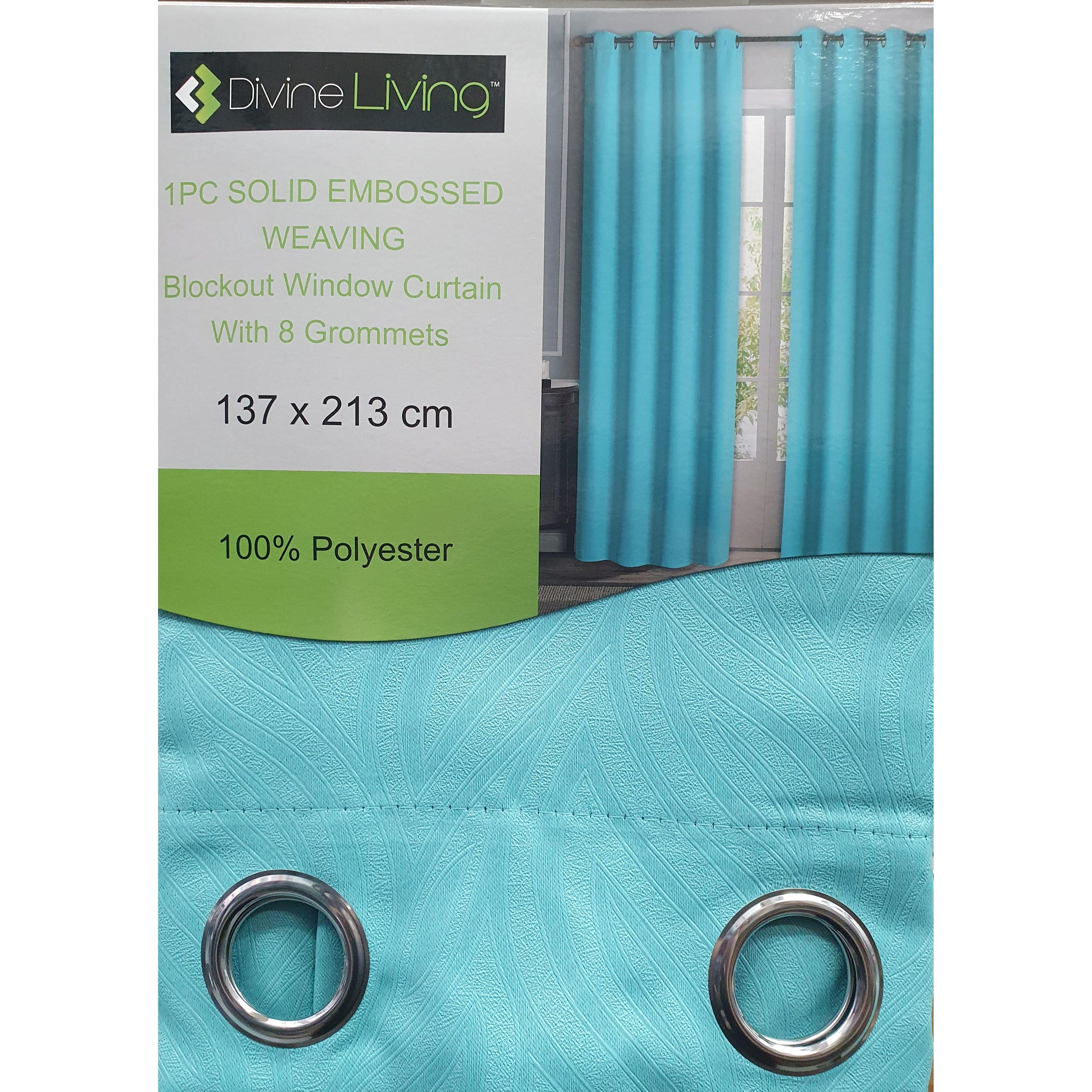 Weaving Solid Blockout Window Curtain - Light Turquoise - Dollars and Sense