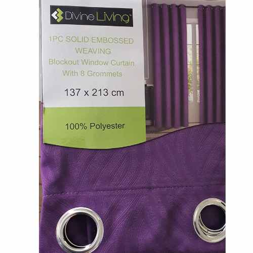 Weaving Solid Blockout Window Curtain with 8 Grommets - Purple - Dollars and Sense