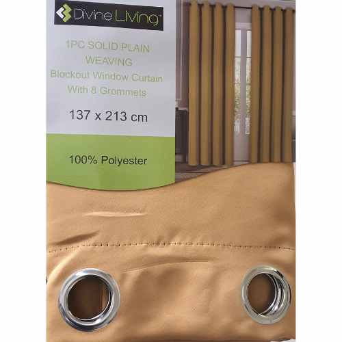 Weaving Solid Blockout Window Curtain with 8 Grommets - Latte - Dollars and Sense