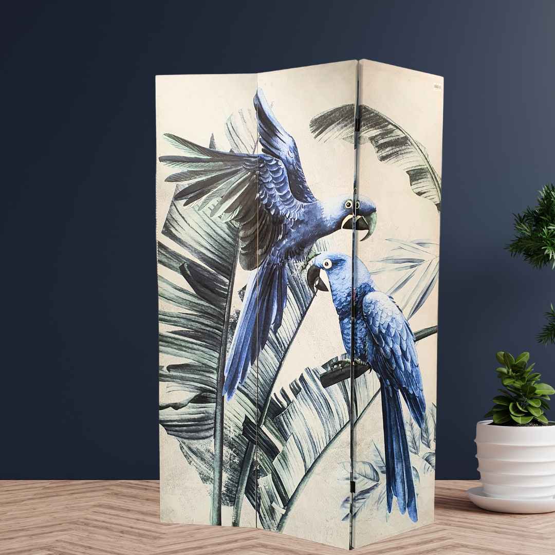 Canvas Screen Room Divider - Parrot or Flower - Dollars and Sense