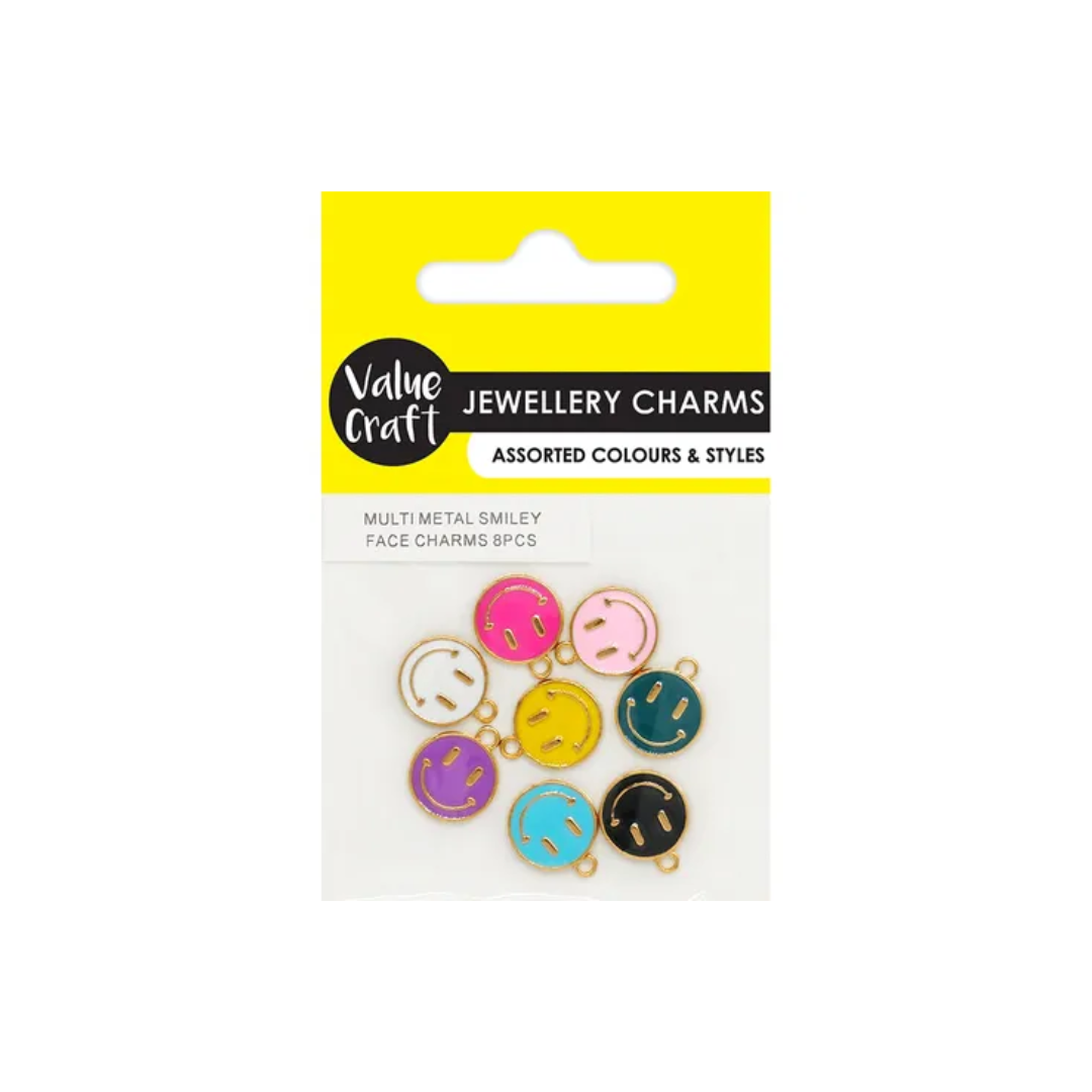 Charm Metal Smiley Face 8Pcs