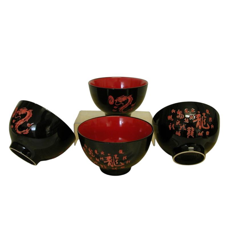 12cm Black & Red Dragon Bowl (Set /4)