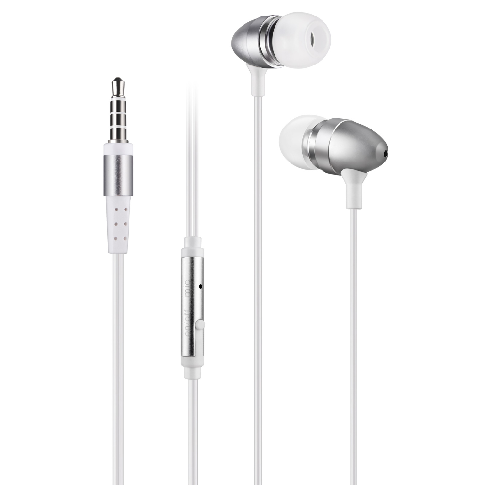 Earphone with Mic - Metallic Silver - Dollars and Sense