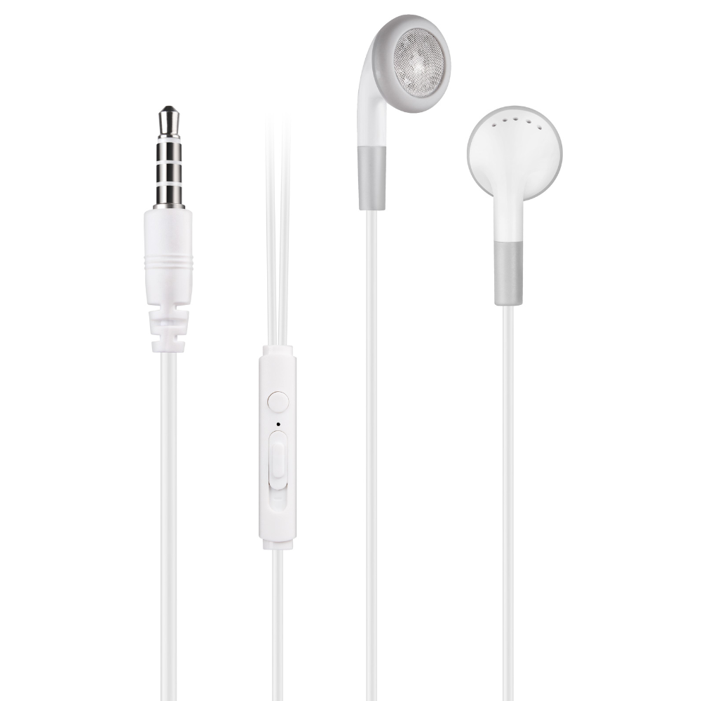 Earphone with Mic and Volume Control - White - Dollars and Sense