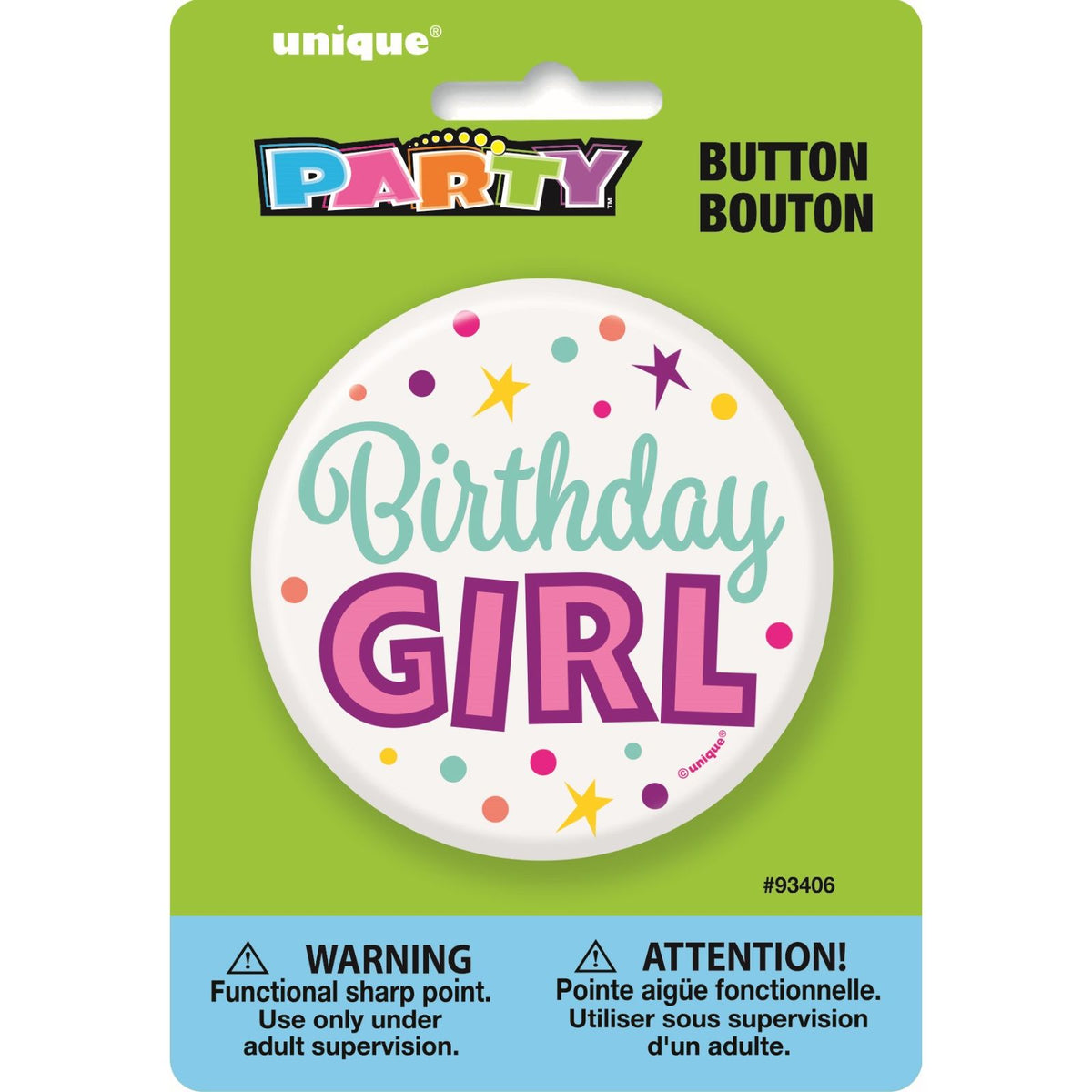 Birthday Button - Girl SKU 93406 - Dollars and Sense