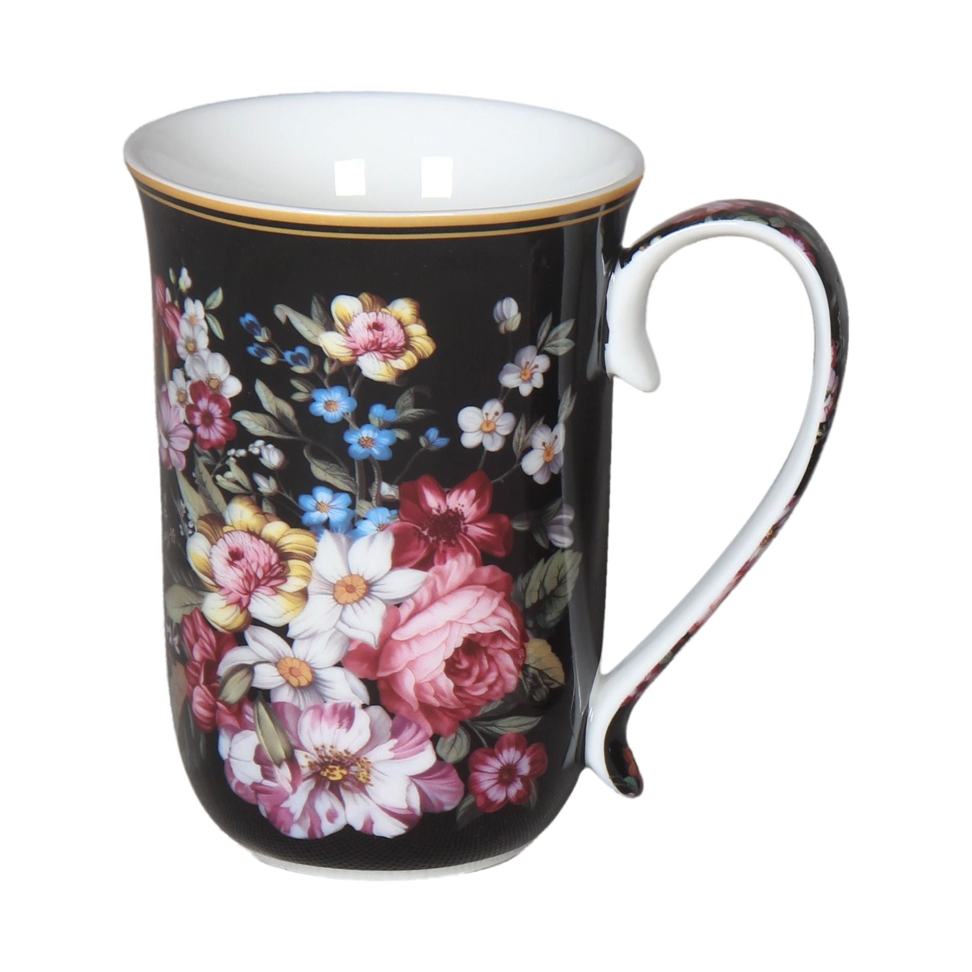 Floral Bouquet Fine Bone China Gold Rim Mug - Dollars and Sense