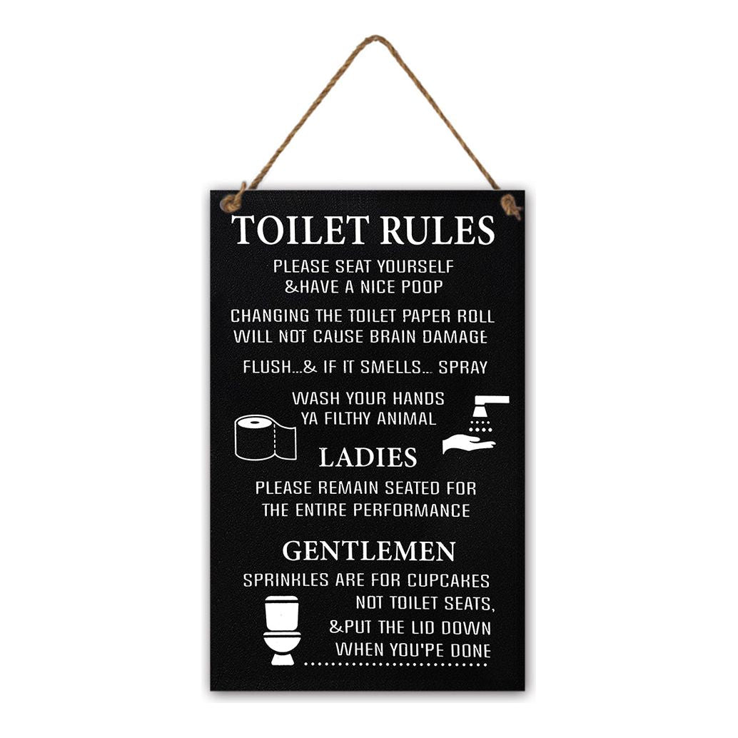MDF Toilet Rules Wall Hanging - Dollars and Sense