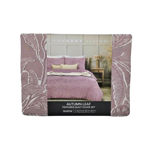 Queen Bed Quilt Set - Leaf Print