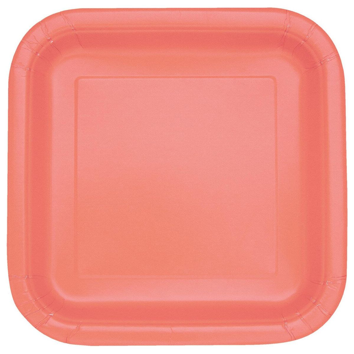 Square Paper Plates - Coral - Dollars and Sense