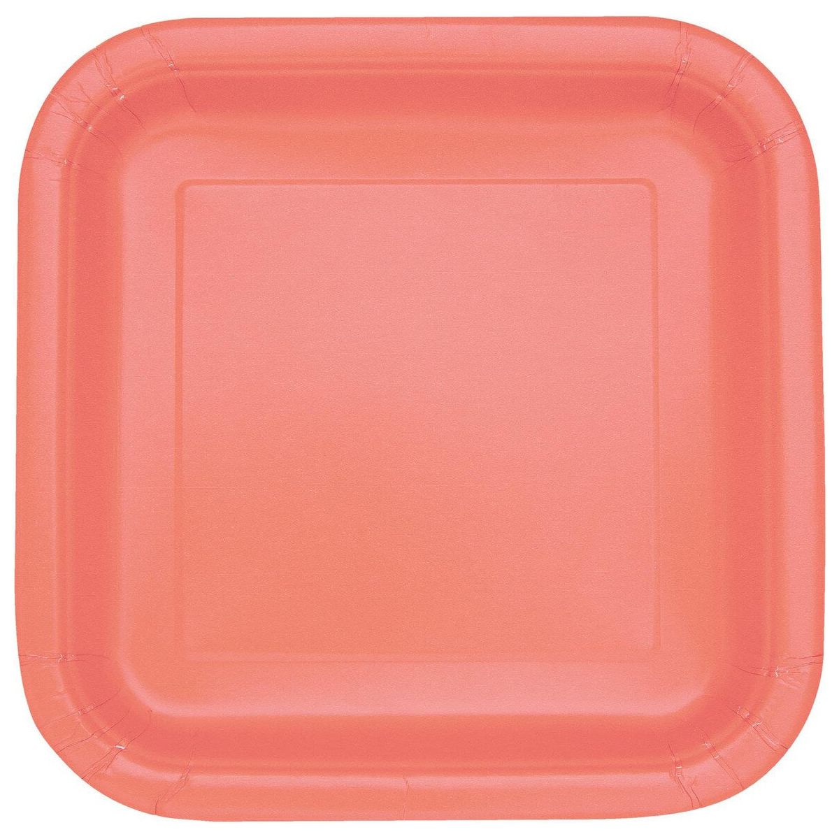 Square Paper Dinner Plates - Coral - Dollars and Sense