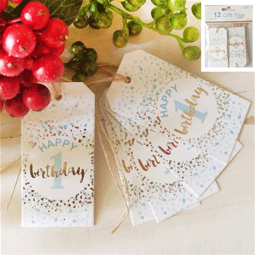 Happy 1st Birthday Gift Tags - Blue - Dollars and Sense
