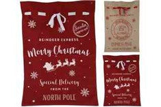 1PC GIANT JUTE SANTA SACK 100CM 2ASS