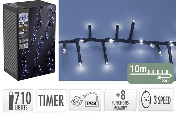 710LED SNAKE LIGHT W/FALL WHT/WHT 10M