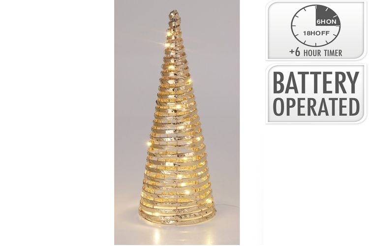 1PC IRON CONE 40CM W/MICRO LED GOLD B/O