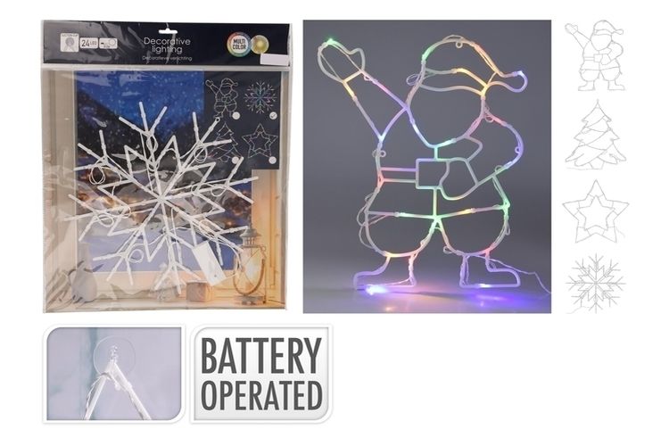 1PC XMAS MULTI COLOUR 24LED B/O 4ASST
