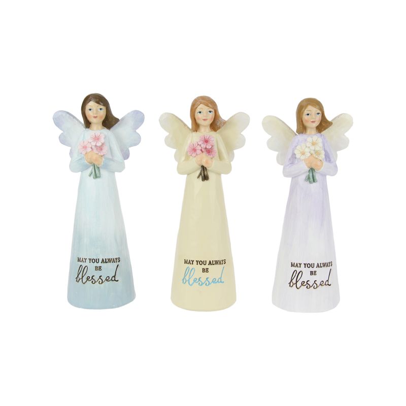 20cm Inspirational Angel Holding Flowers SKU ANGBLPA - Dollars and Sense