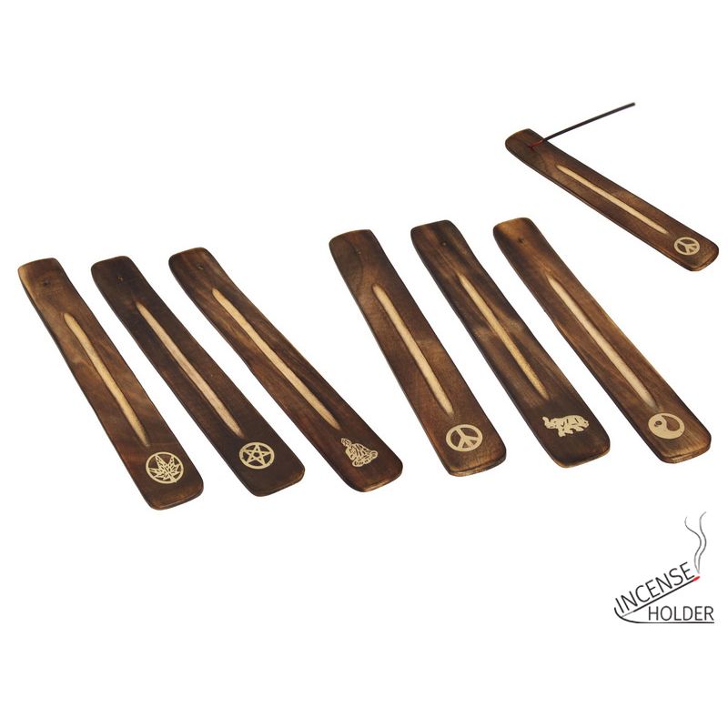 26cm Wooden Incense Holder Ash Catcher 6 Asstd