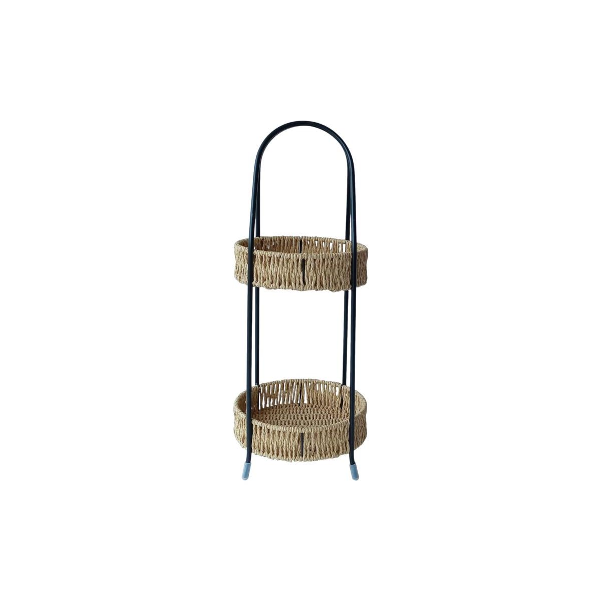 58cm 2 Tier Paper/Metal Basket Holder SKU BASK2TFR - Dollars and Sense