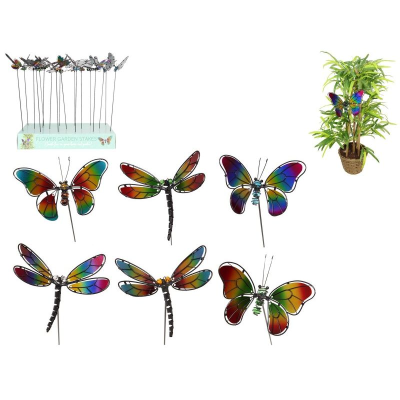 *60cm B'Fly Dragonfly Metal Stake 6 Ass