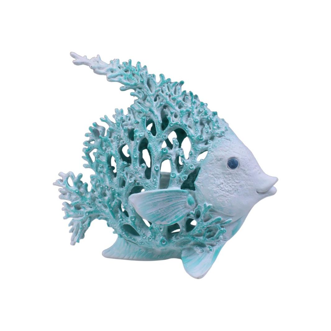 18cm Fish with Aqua Coral Design SKU BEACOFS - Dollars and Sense