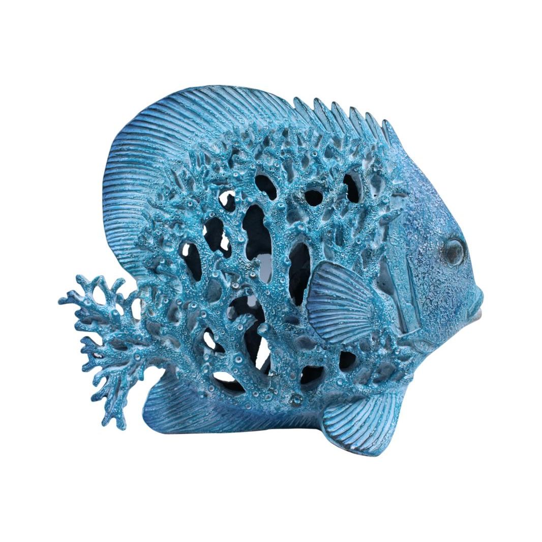 27cm Blue Fish w/Coral Design SKU BEACORFF - Dollars and Sense
