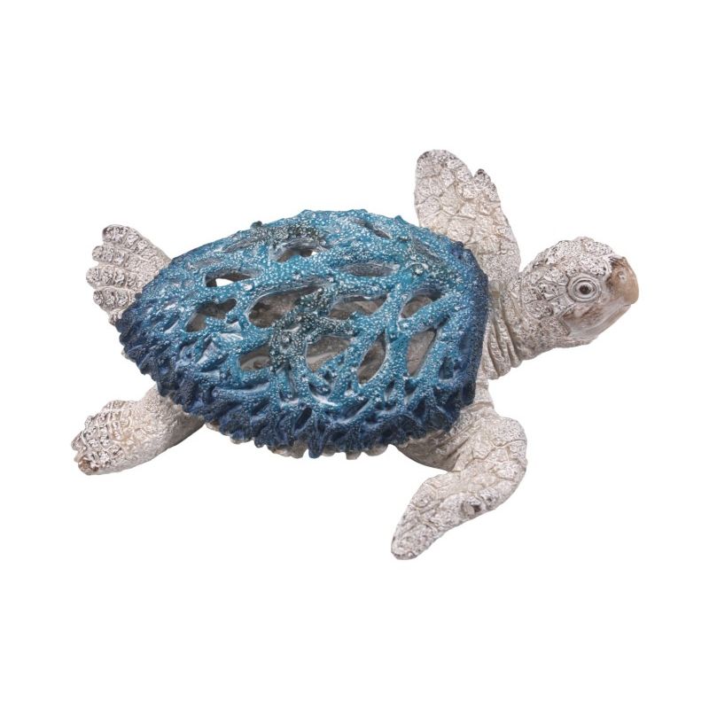 21cm Blue Turtle w/Coral Décor SKU BEACORTS - Dollars and Sense