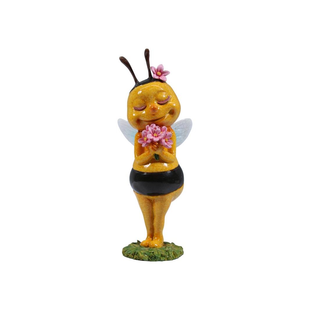 18cm Marble Bee Holding Flowers SKU BEEMAFLO - Dollars and Sense