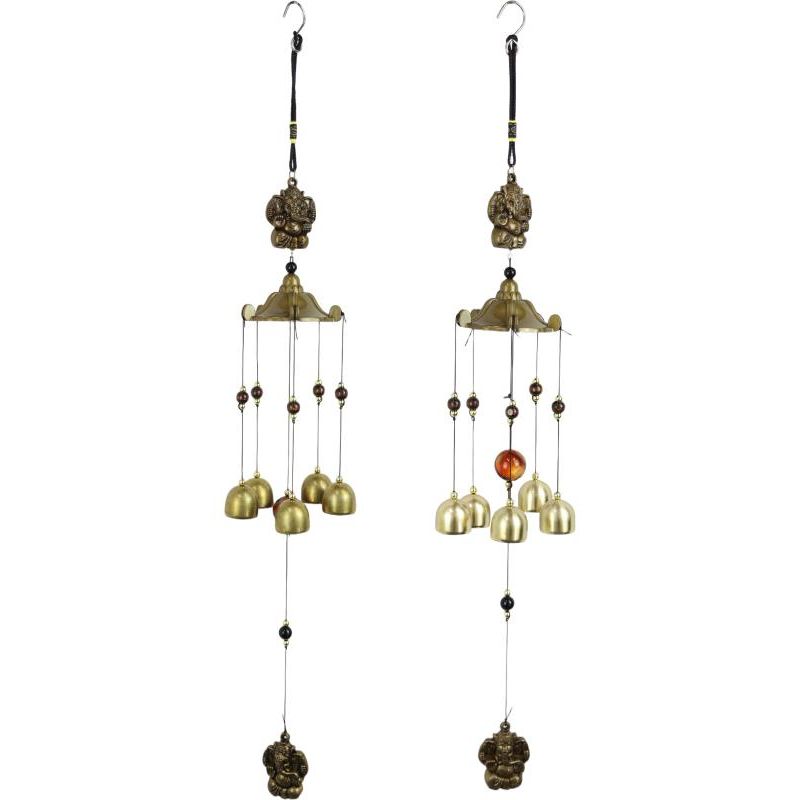 55cm Ganesh w/Gold Bell Wind Chime 2 Ass SKU BELLGAWC - Dollars and Sense