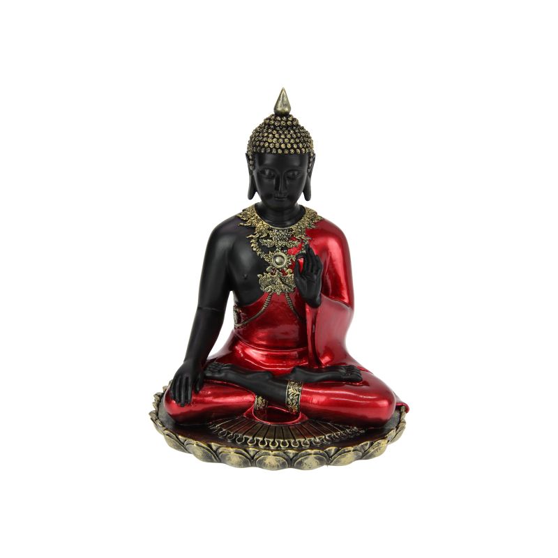 30Cm Sitting Rulai Buddha Red Gloss Finish SKU BUDRRGSIT - Dollars and Sense