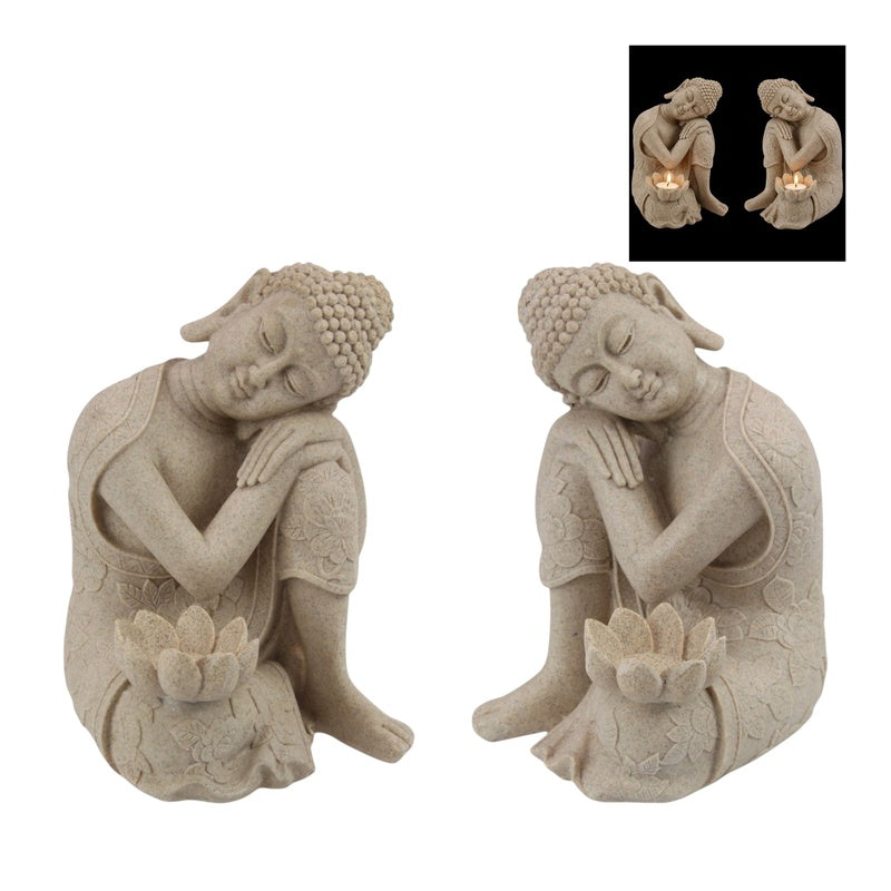 23Cm Sitting Rulai Buddha with Lotus T/L SKU BUDRSANT - Dollars and Sense